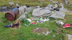 Just a small amount of all the trash near the camping spot